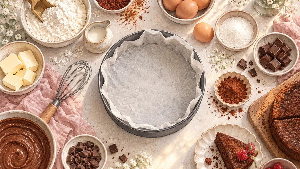 Подготовленные продукты для шоколадного бисквита